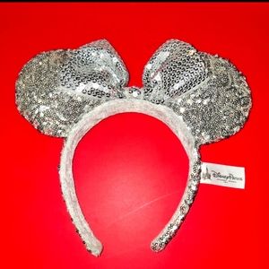 Disney Silver Sequin Minnie Mouse Ears Headband